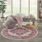 Homeroots 5 ft. Round Ivory & Fuchsia Distressed Area Rug 385324 - alternate 2